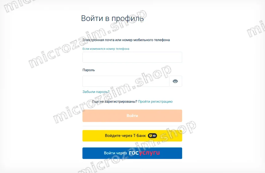 Форма входа в личный кабинет Езаем