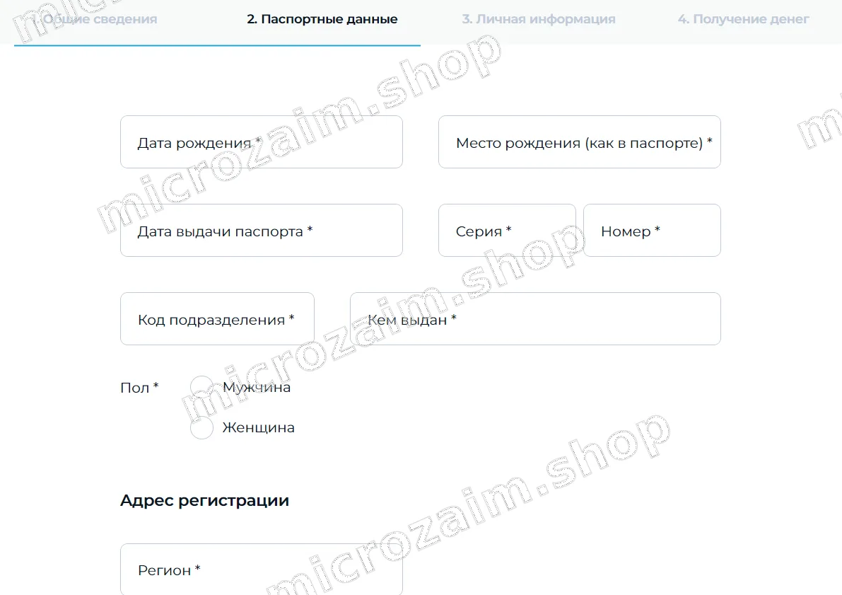 указать займиго паспортные данные