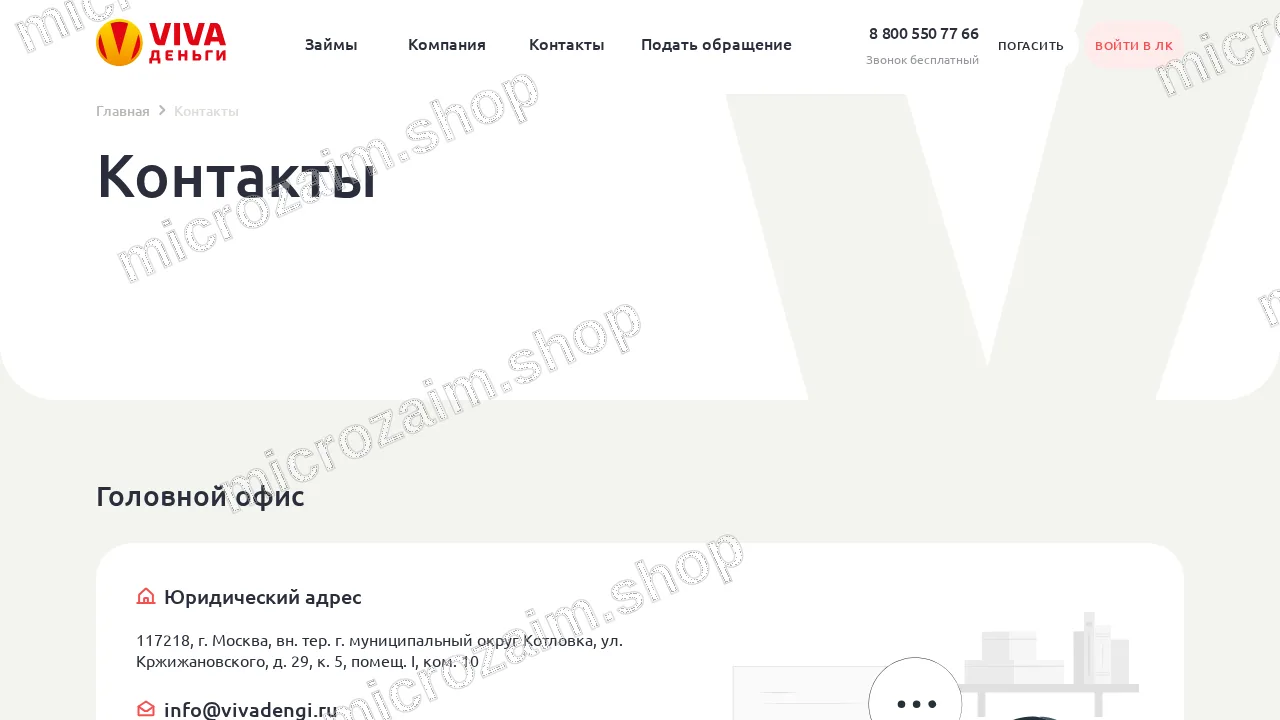 Страница контактов — МКК «ЦФП» (ПАО)