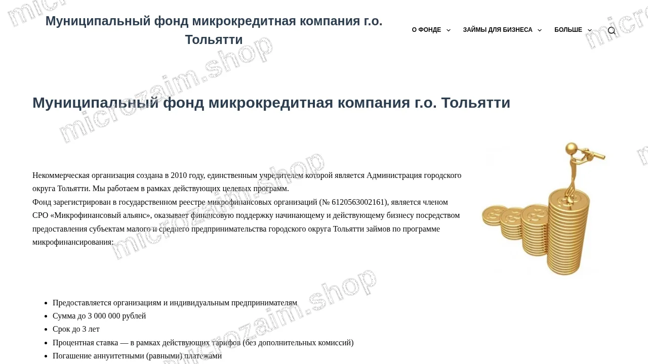 Главная страница — Муниципальный фонд микрокредитная компания г.о. Тольятти