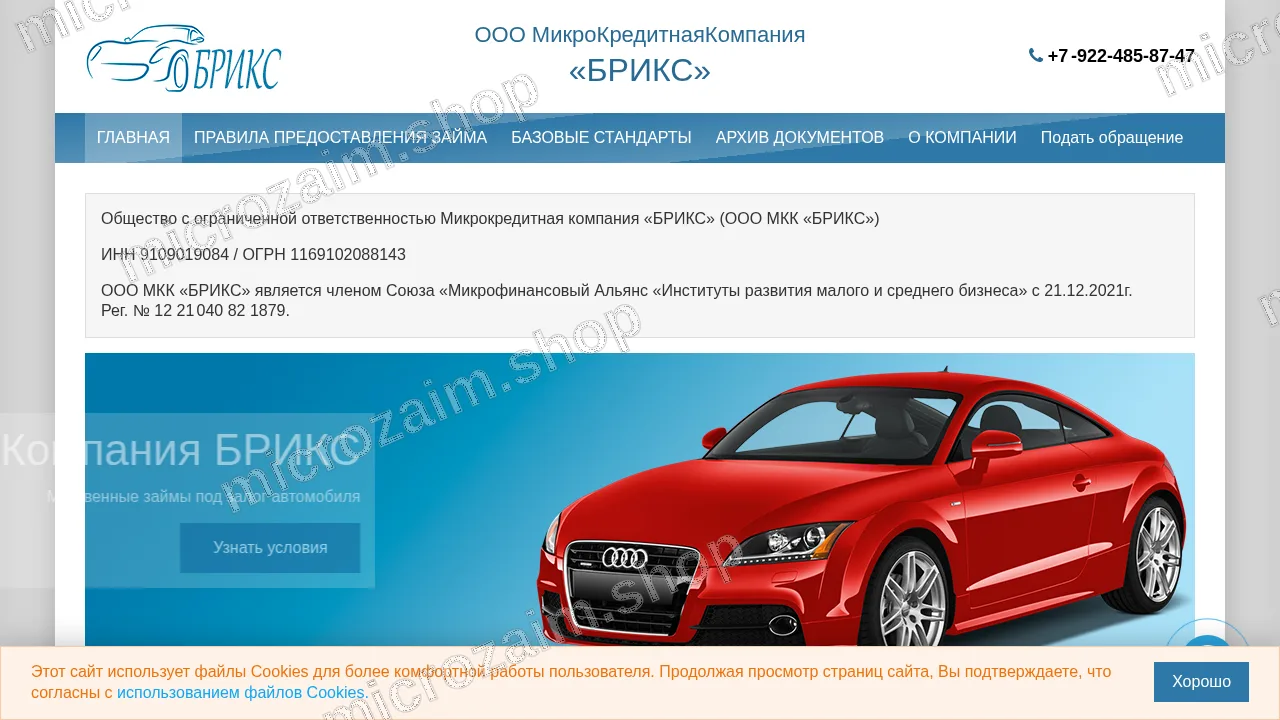 Главная страница — ООО «МКК «БРИКС»