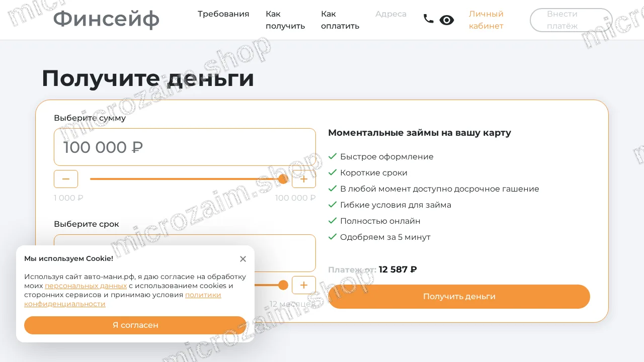Главная страница — ООО МКК «ФинСейф»