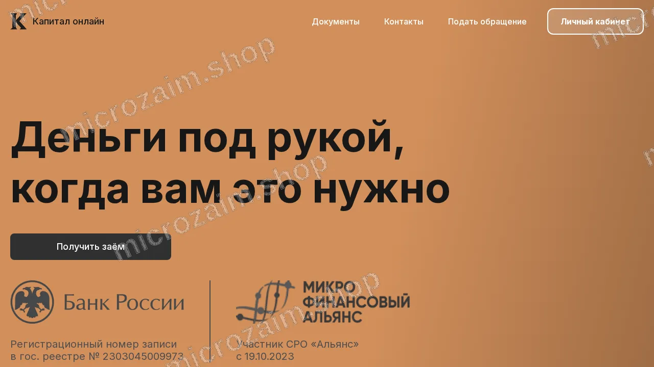 Главная страница — ООО МКК «Капитал Онлайн»